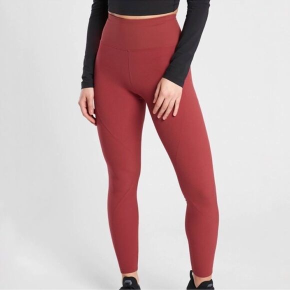 Athleta Red High-Waisted Leggings - Picture 1 of 6